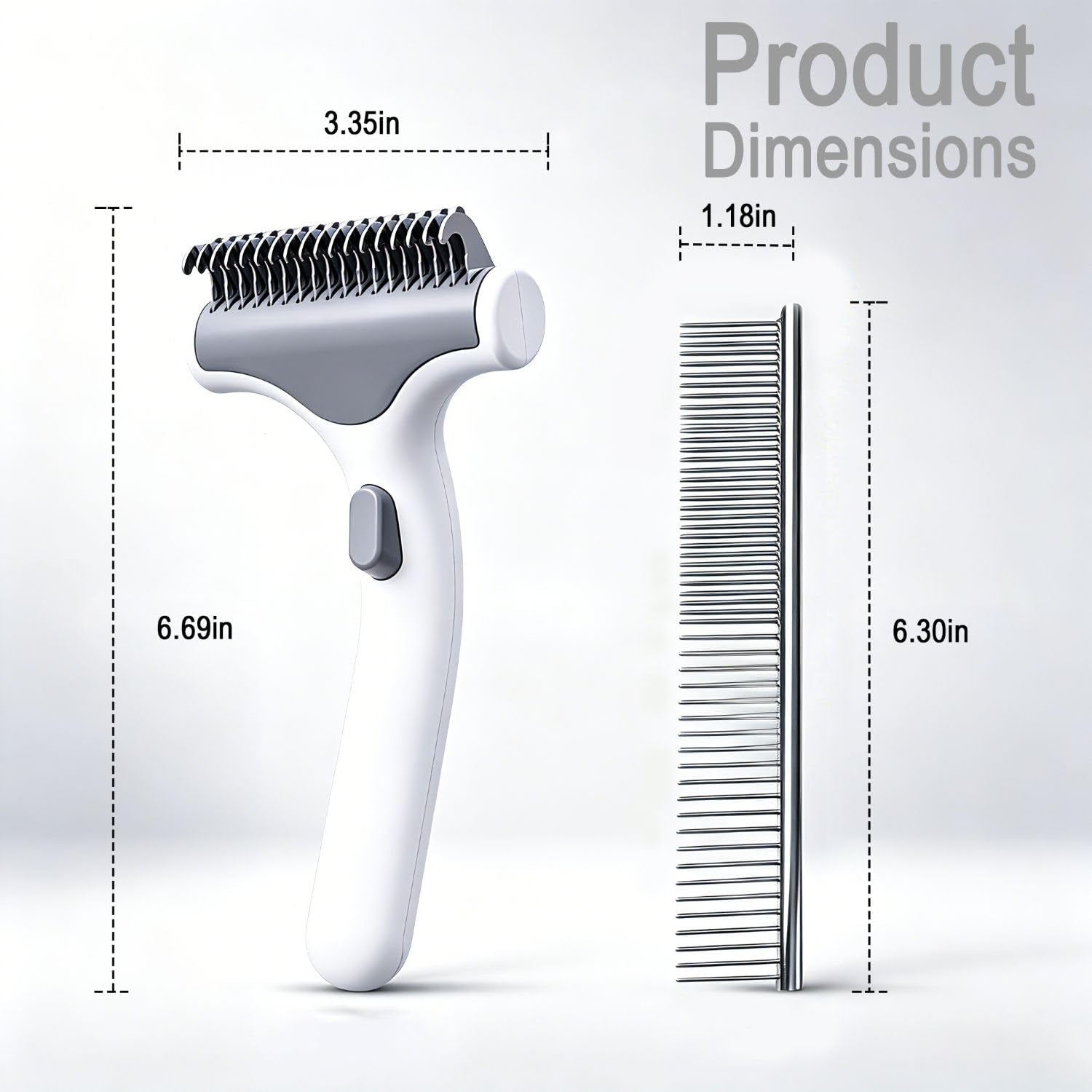 Undercoat Rake for Dogs with Metal Comb for Dogs, Dematting Tool for Dog and Dematting Comb for Cats, Dog and Cat Grooming Set for Tangles, Loose Undercoat and Shedding Hair (White)